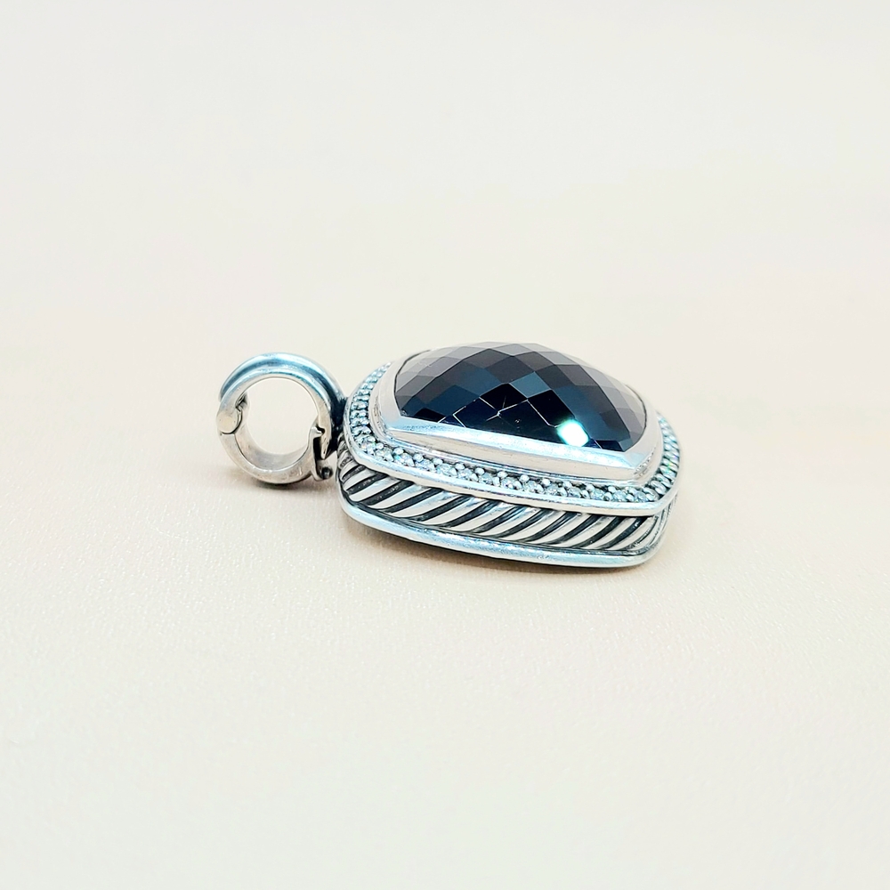 David Yurman Albion 20mm Black Onyx Diamond Pendant Enhancer  - Picture 5 of 9